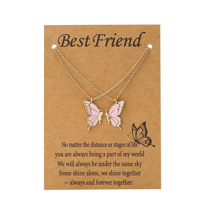 Wholesale Colorful Butterfly Friendship Pendant Necklace Set - Fashion Alloy Jewelry Accessory MOQ≥2