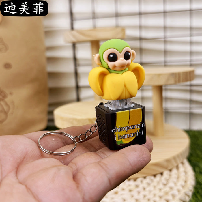 Wholesale AI wooden stick human shoe shark button sound pendant keychain