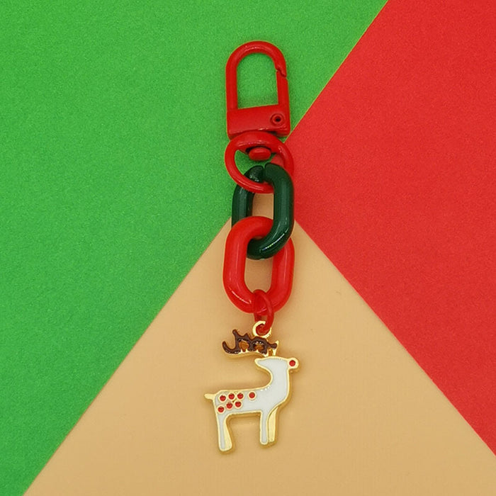Wholesale Christmas Keychain Pendant Cute  Snowflake Elk Tree Snowman Mobile Phone Chain Bag Pendant