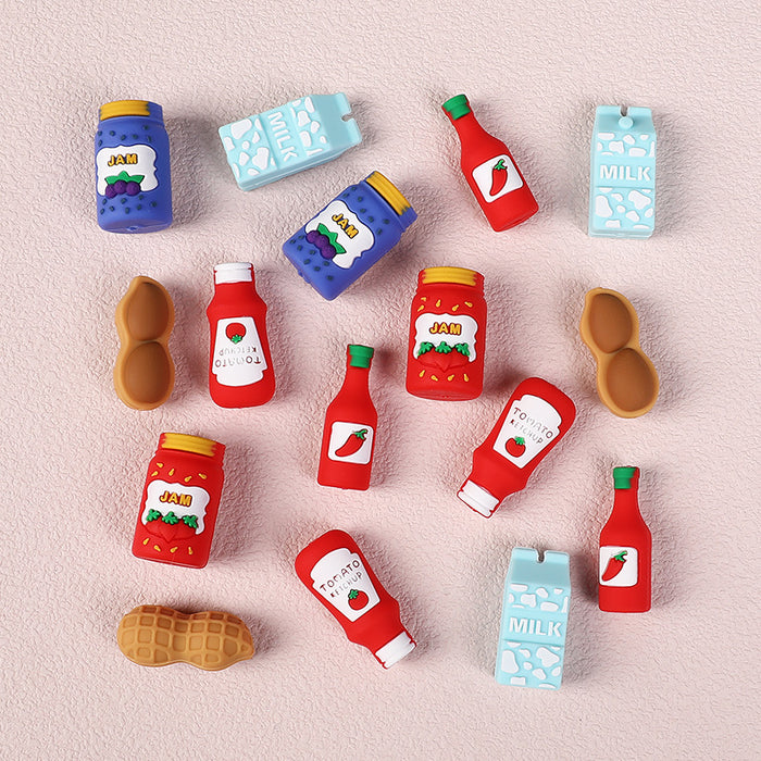 Wholesale 20pcs Bottle silicone beads semi-finished loose beads children' s bead pen decorative cartoon silicone beads