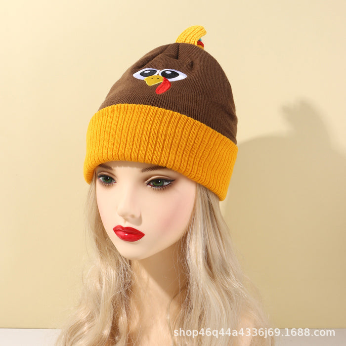Wholesale Autumn and Winter New Kidsren' s Acrylic Knitted Hat Thanksgiving Family Warm Personalized Turkey Hat Female Couple Woolen Hat