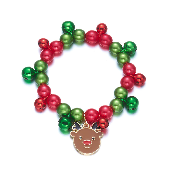 Wholesale Christmas Cartoon Santa Elk Pendant Bead Bracelet Alloy Fashion Accessory