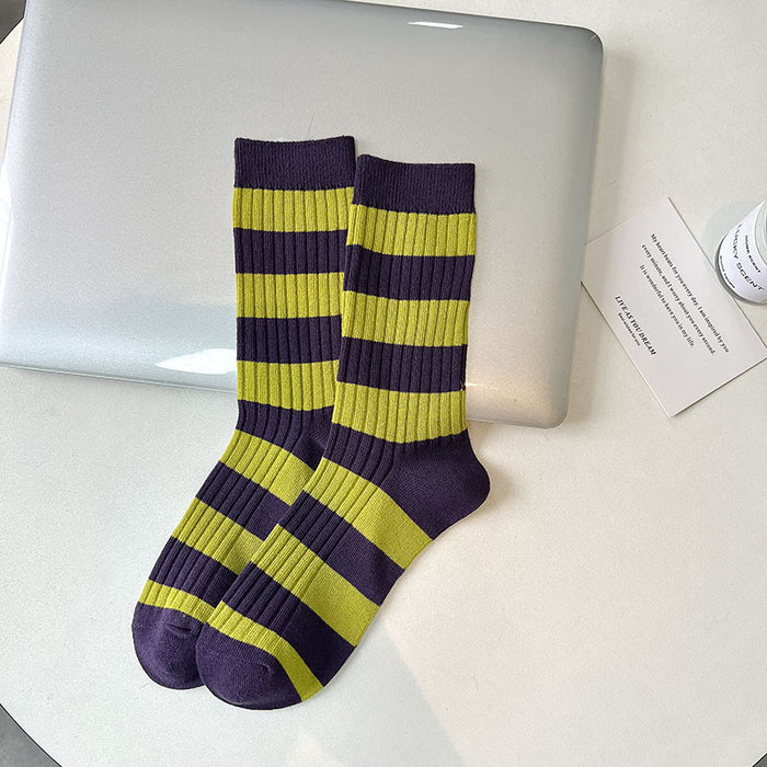 Wholesale New socks, retro mid tube double needle socks, stacked socks