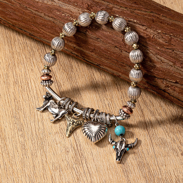 Wholesale  Retro Western-style Imitation Pearl Turquoise Decorative Beaded Bracelet