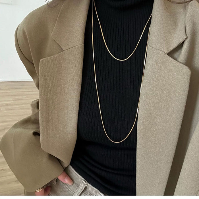 Wholesale  All-match Double-layer Gold Color Chain Long Snake Bone Chain Necklace sweater Chain