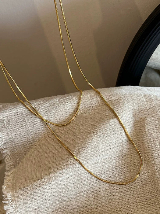 Wholesale  All-match Double-layer Gold Color Chain Long Snake Bone Chain Necklace sweater Chain