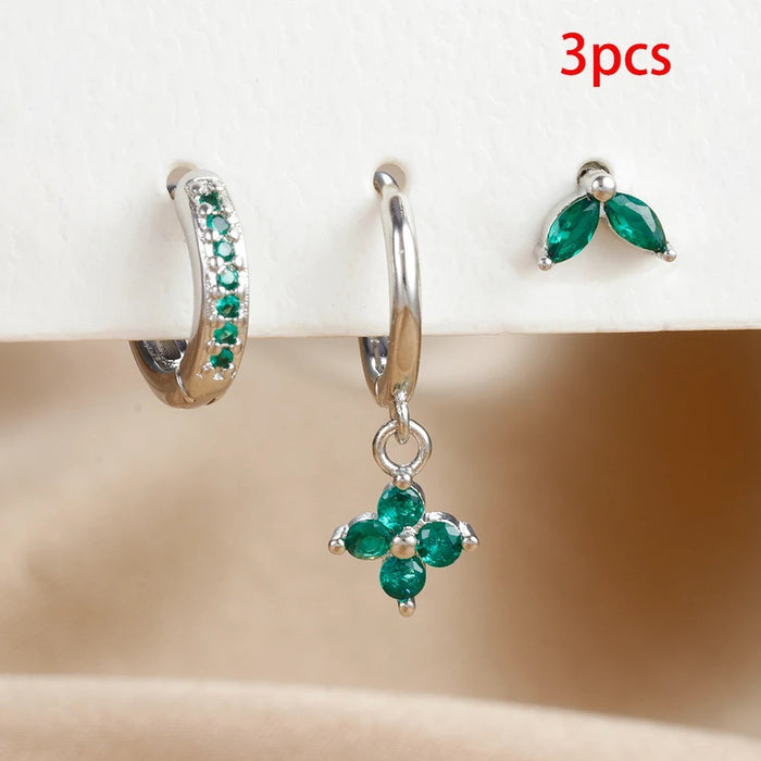 Wholesale Crystal flower earrings, geometric high-end earrings, earrings set, earrings accessories