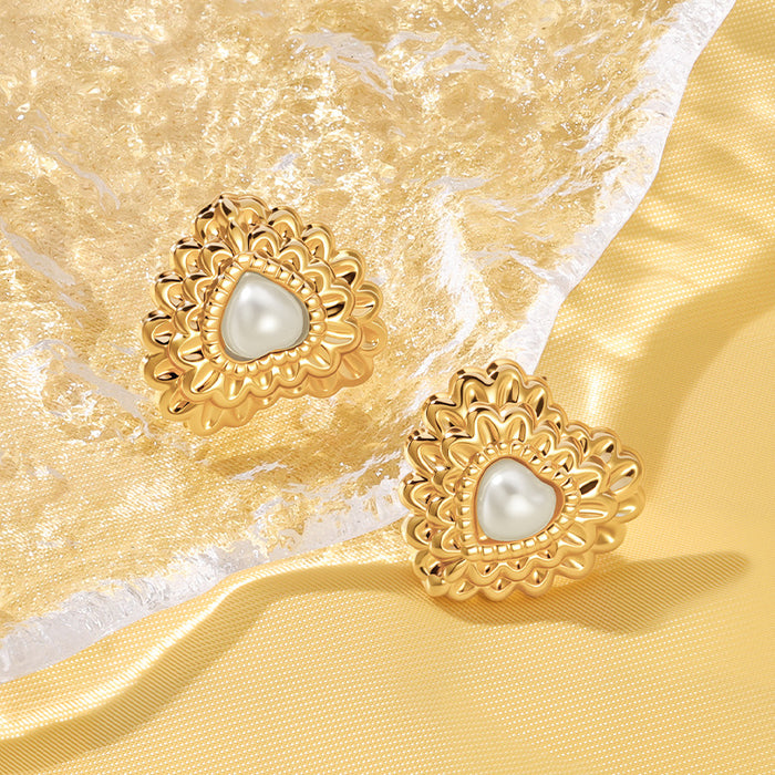 Wholesale Love shaped earrings made of stainless steel with retro and niche design, titanium plated steel earrings and earrings