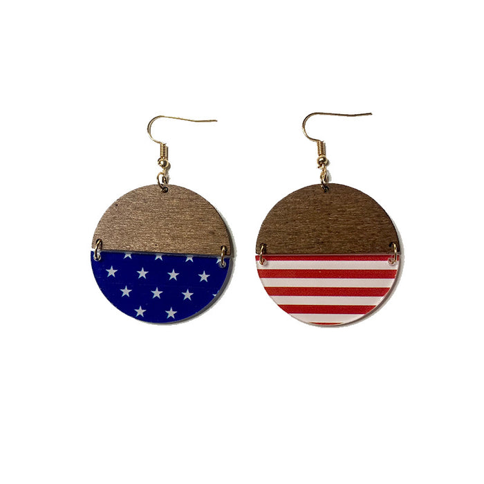 Wholesale Flag Earrings Independence Day Acrylic Wood ing Earrings