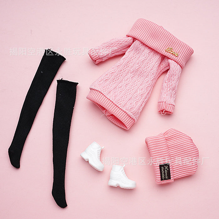 Wholesale  mini doll wool jumpsuit hat pants toy clothes