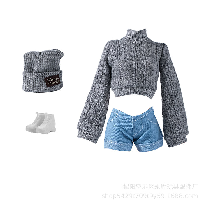 Wholesale Doll dress-up cardigan  hat and shorts set