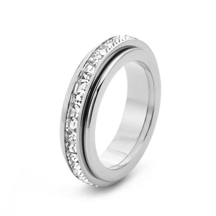 Wholesale Minimalist Single-Row Rotating " Starlight"  Titanium Steel Ring
