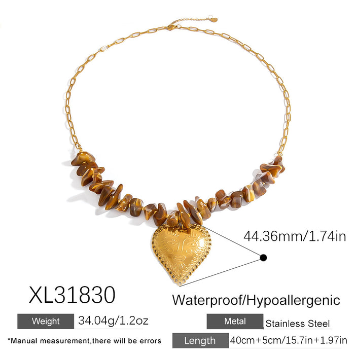 Wholesale stainless steel necklace personality human face big heart pendant necklace devil eye temperament clavicle chain