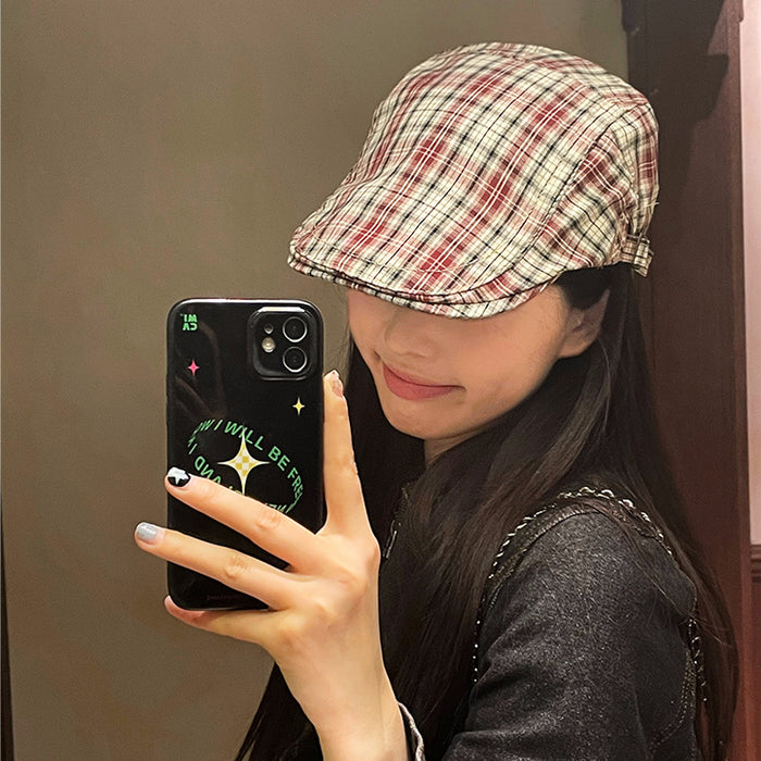 Wholesale Retro washed denim front versatile reverse ducktongue beret hat