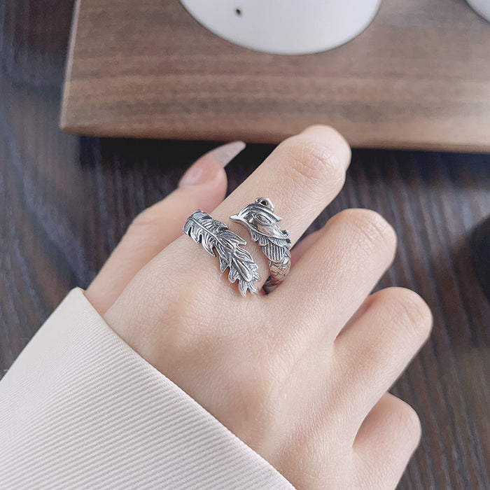 Wholesale Pure silver open-end ring, retro artistic creative food ring