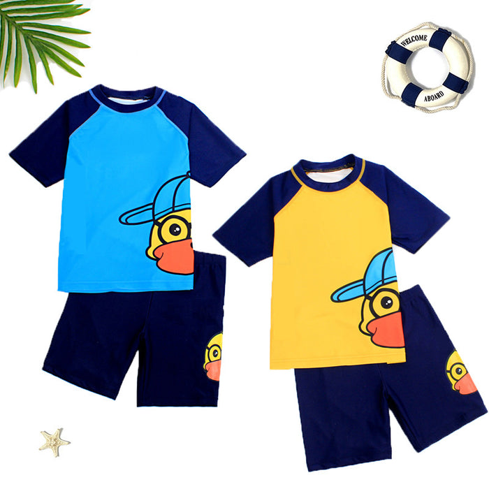 Wholesale Children's swimsuit, boys' split swimsuit set, small, medium, and large children's quick drying sunscreen cartoon cute baby swimming equipment