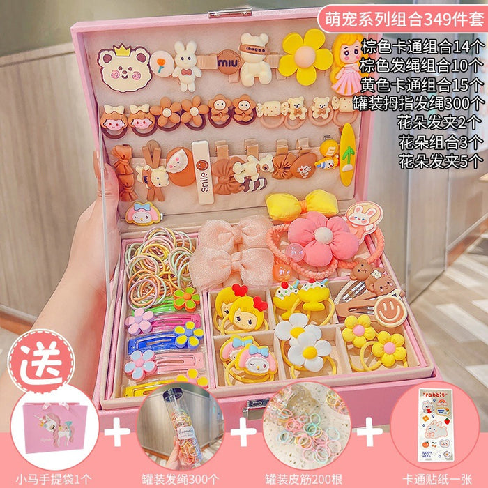 Wholesale Children' s New Headwear Girl Birthday Gift Jewelry Box Princess Girl Hair Accessories Set Gift Box Baby Hair Clip