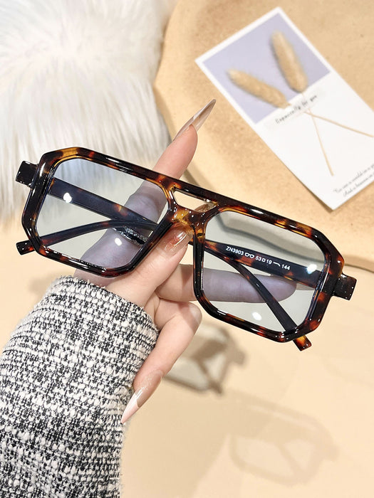 Wholesale New Fashionable Large Box Double Beam Cross border Sunglasses, Retro Art Style Sunglasses