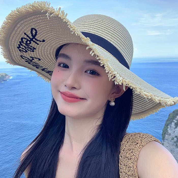 Wholesale Seaside Sun Hat Big Eaves Straw Hat Summer All-match Sunshade Sunscreen Travel