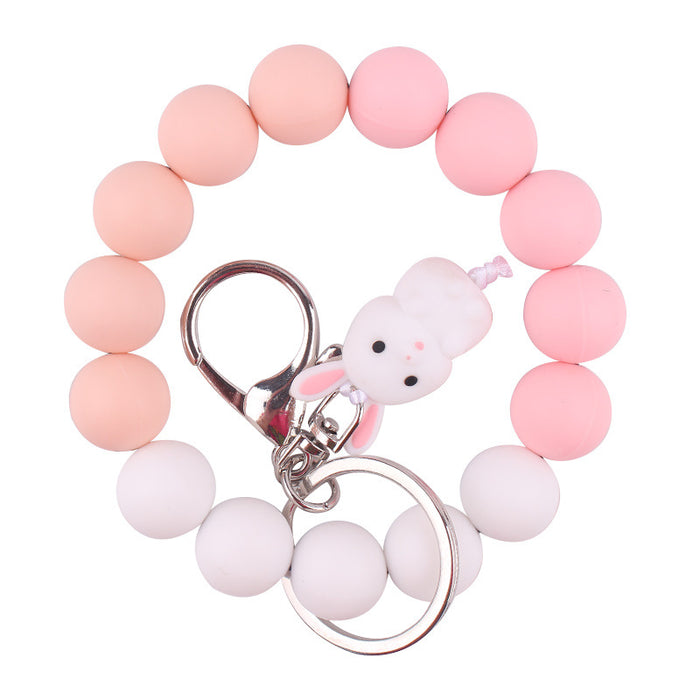 Wholesale Cartoon Animal Keychain Handmade Beaded Bracelet Key Ring