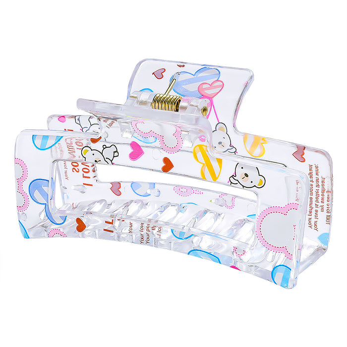 Wholesale Square Transparent Printing Plastic Hair Clip JDC-HC-Fengp007