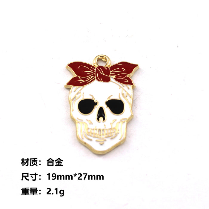 Wholesale 10pcs  Funny Skull Pumpkin Cartoon Accessories Alloy Oil Dropping Pendant Earrings Keychain