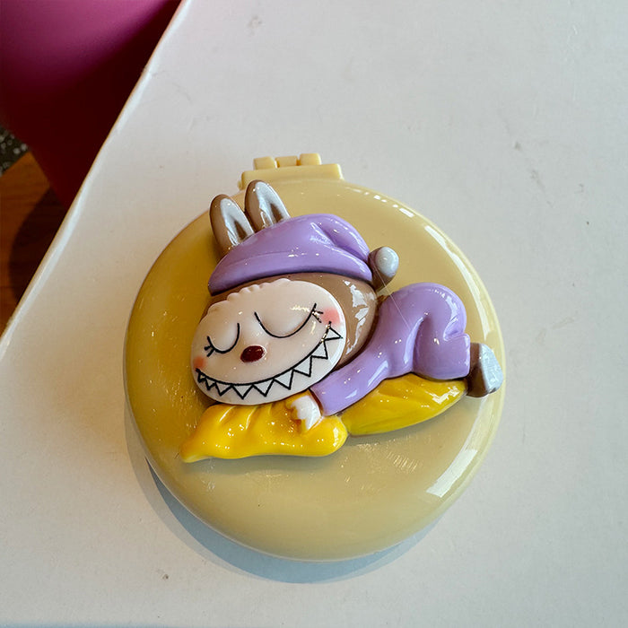 Wholesale Cartoon Monster Folding Mirror Children' s Portable Comb Dual-Use Mini Air Cushion Comb Cosmetic Mirror