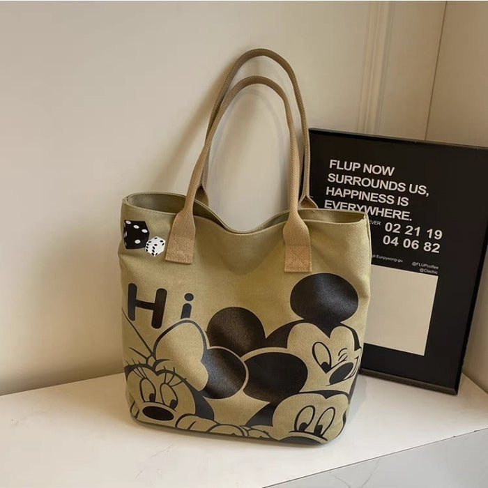 Wholesale Cartoon Canvas Bag Thickened New Style Large Capacity Handbag Commuting Shoulder Tote