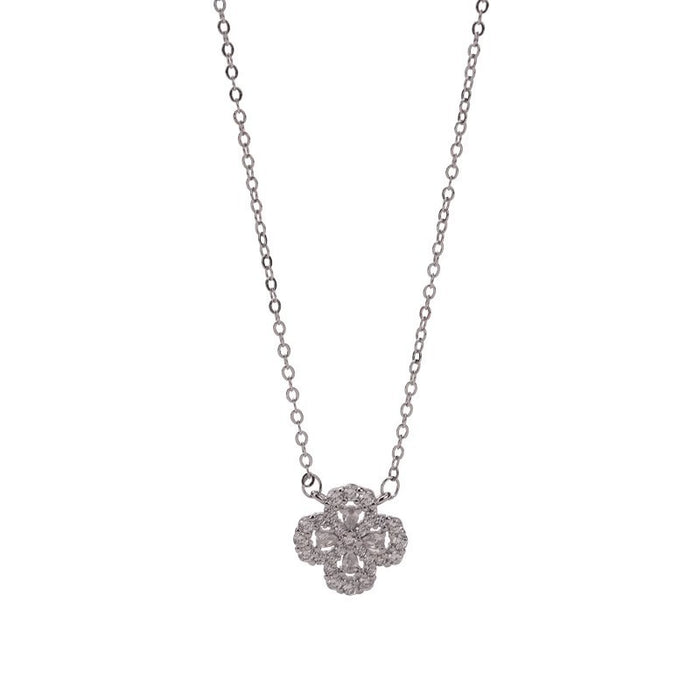 Wholesale Full Diamond Four Leaf Clover Women's Light Luxury Water Drop Clavicle Necklace with Charm Sparkling Diamond