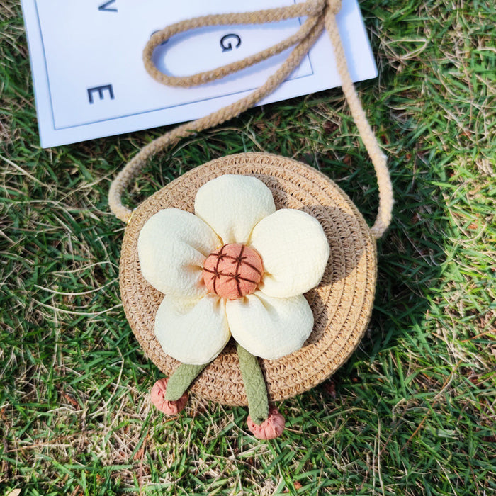 Wholesale Kids Summer Flowers Handmade Straw Bags JDC-SD-YiM003
