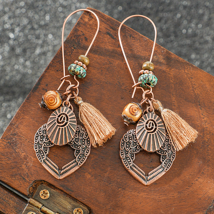 Wholesale Bohemian Artistic Vintage Tassel Earrings Zinc Alloy Jewelry Accessory MOQ≥2