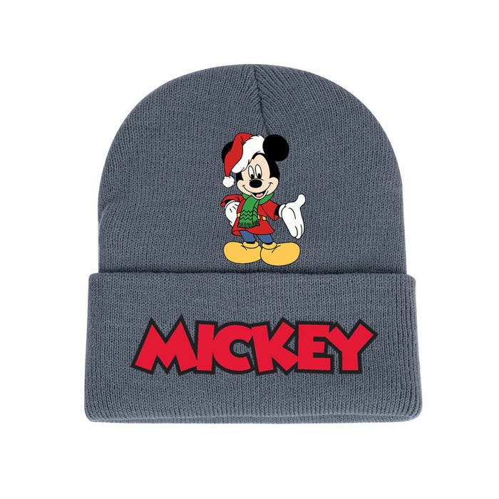 Wholesale Mickey Color Knitted Hat Foreign Trade New Fashion Black Printed Wool Hat Autumn and Winter Warm Ear Protection Hat JDC-FH-WDM013