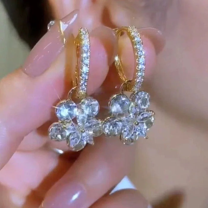 Wholesale super flash flower  ear buckle  earrings design earrings