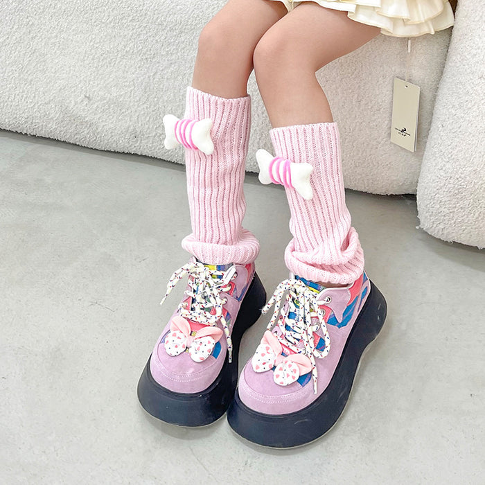 Wholesale Pink bone leg cover pile socks winter wool cartoon warm Lolita knee pad socks over the knee socks