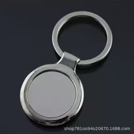 Wholesale Fashionable zinc alloy single row keychain, car anti loss keychain pendant, blank hanging tag, double-sided laser drip adhesive