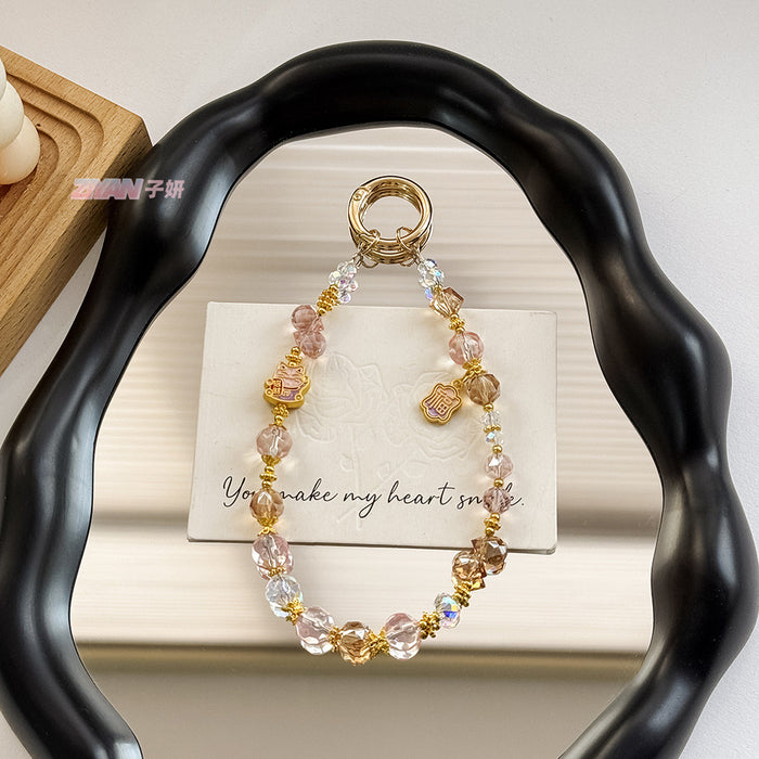 Wholesale Cartoon Alloy Mobile Phone Chain Luxury Crystal Bag Pendant Keychain