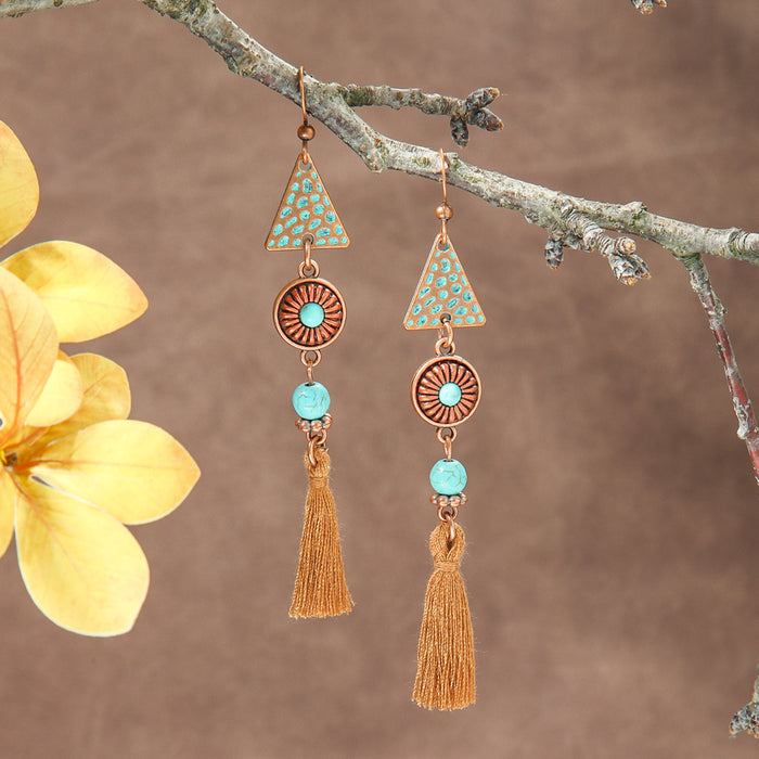 Wholesale Bohemian Geometric Irregular Leaf Metal Earrings Fashion Accessory MOQ≥2