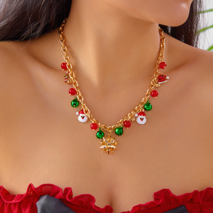 Wholesale Christmas Santa Snowman Pendant Necklace Travel Souvenir Jewelry Accessory Gift