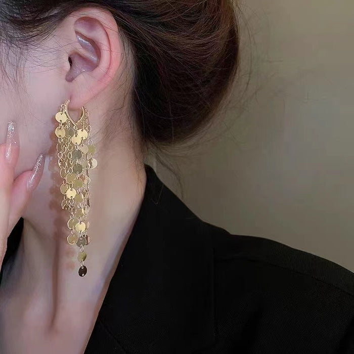 Wholesale Tassel earrings with exaggerated ear loops, niche design, light luxury, fashionable temperament, earrings