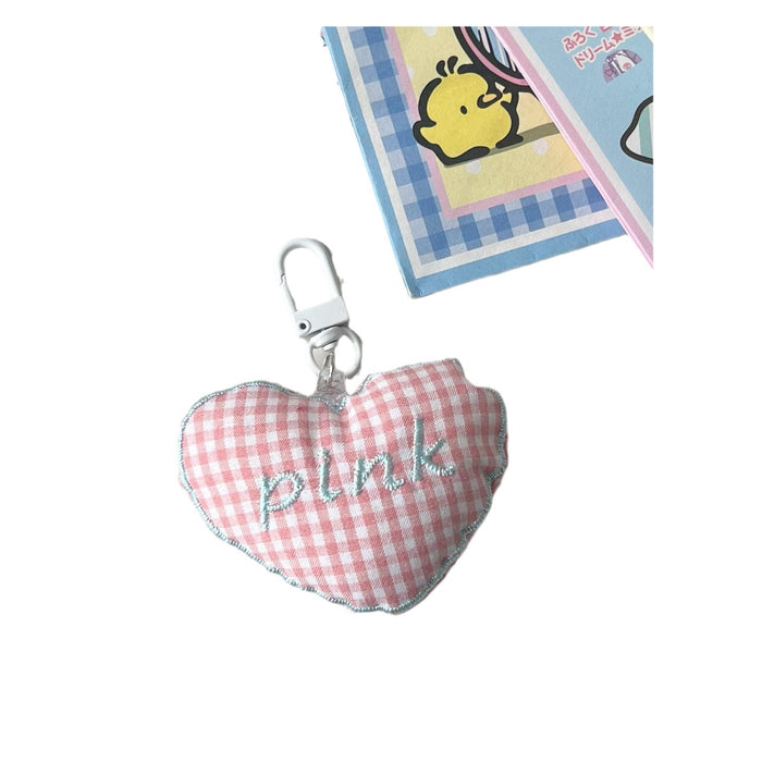 Wholesale Cute cotton three-dimensional plaid love key chain schoolbag pendant girlfriends couple gift accessories bag accessories