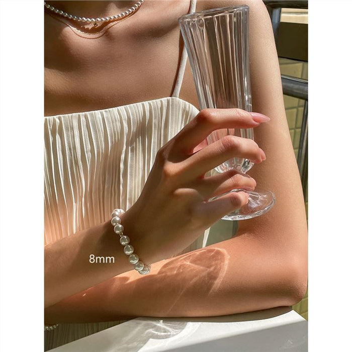 Wholesale Pearl Bracelet Round Bead Elastic Rope Bracelet for Women