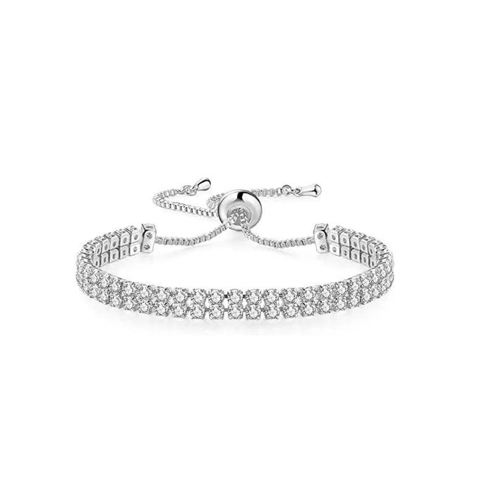Wholesale Bracelet suit White Zircon Tennis Pull Bracelet Double Rows Diamond