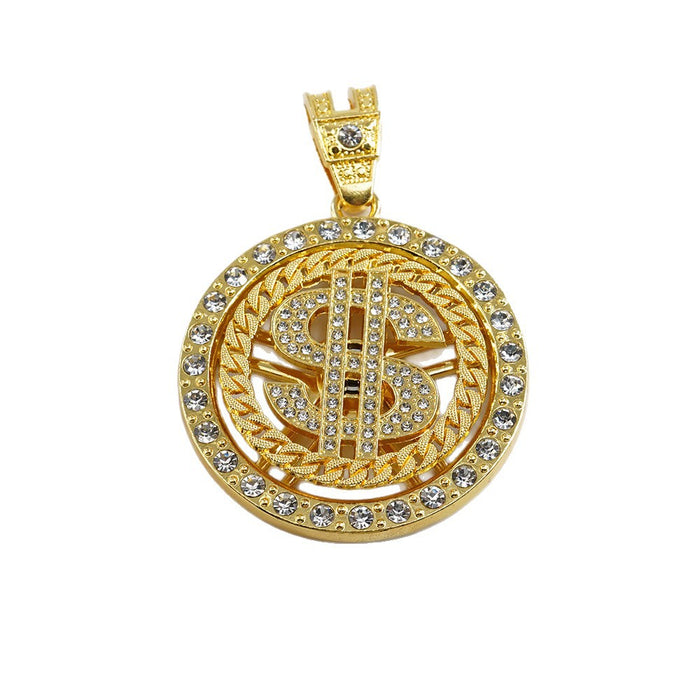 Wholesale Brand Rotatable Dollar Coin Pattern Zinc Alloy Necklace Personalized Pendant