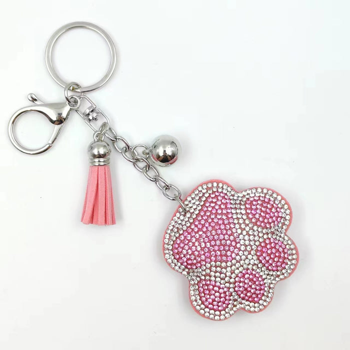 Wholesale Rhinestone Cartoon Bear Paw Keychain