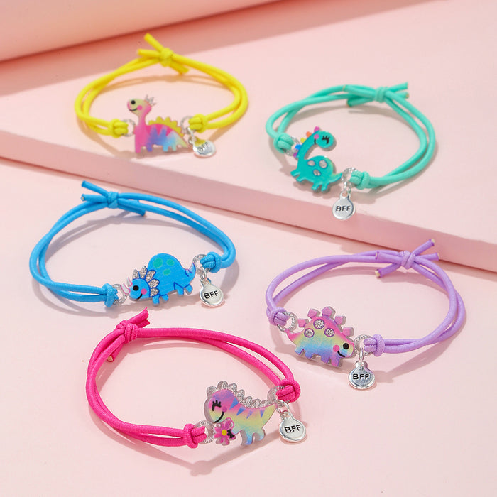 Wholesale jewelry cartoon small dinosaur dopamine bracelet handmade elastic rope