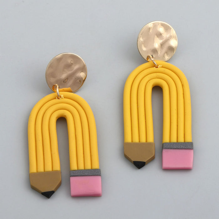 Wholesale Cross-border e-commerce colored pencil soft pottery curved striped earrings
