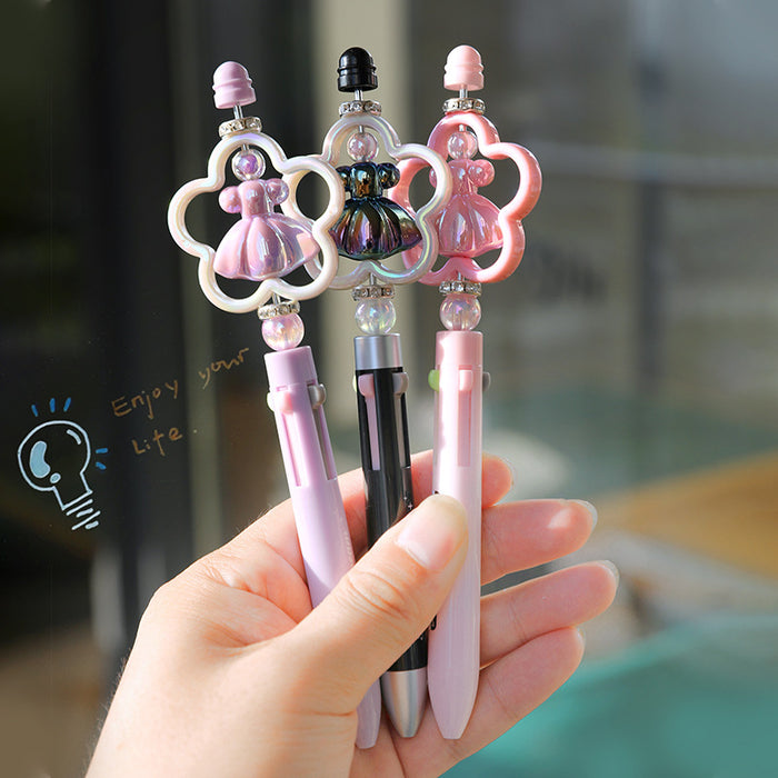 Wholesale 24PCS Princess Dream Bead Pen 4 Colors Push Plastic Ballpoint Pen JDC-PN-XiYu001