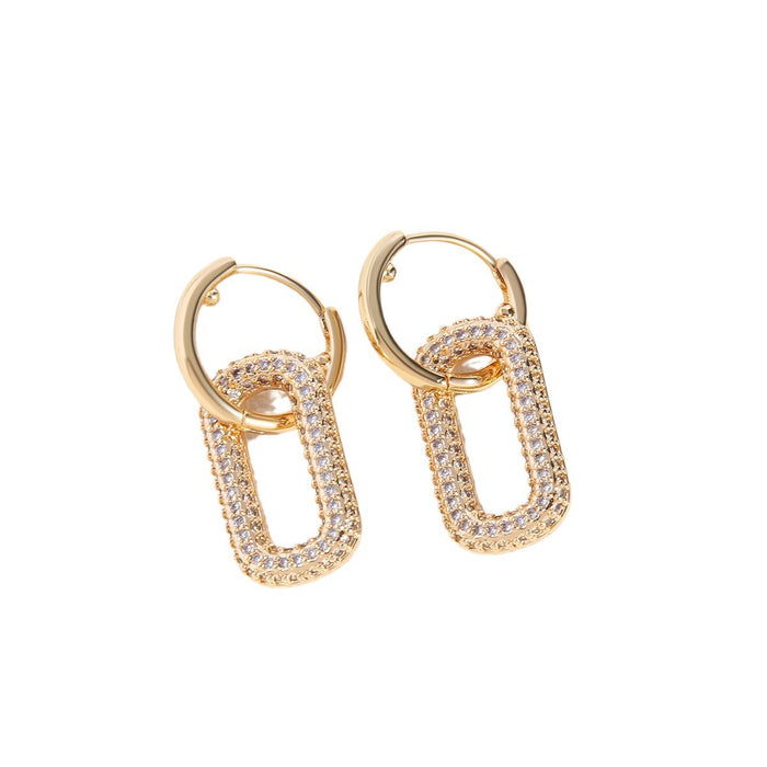 Wholesale Copper Gold Plated Zircon Earrings JDC-ES-BaiTian012