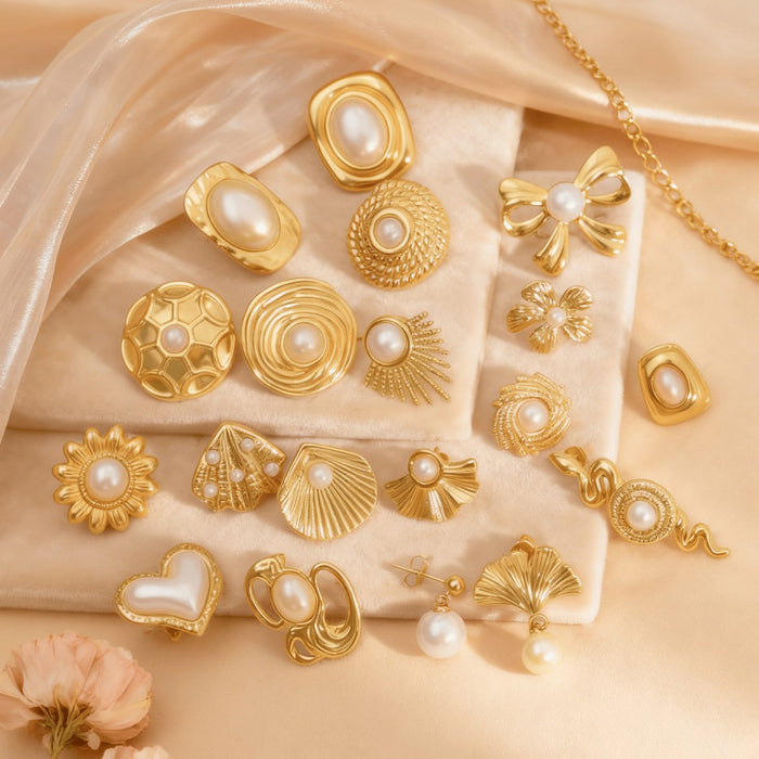 Wholesale Stainless Steel Geometric Oval Golden Earrings for Women