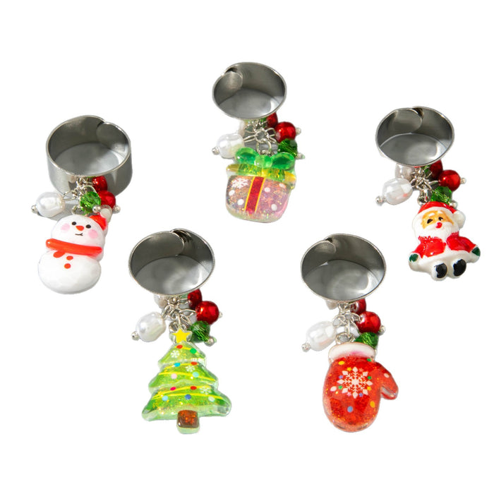 Wholesale Resin Pendant Ring Copper Electroplate Adjustable Christmas MOQ≥2